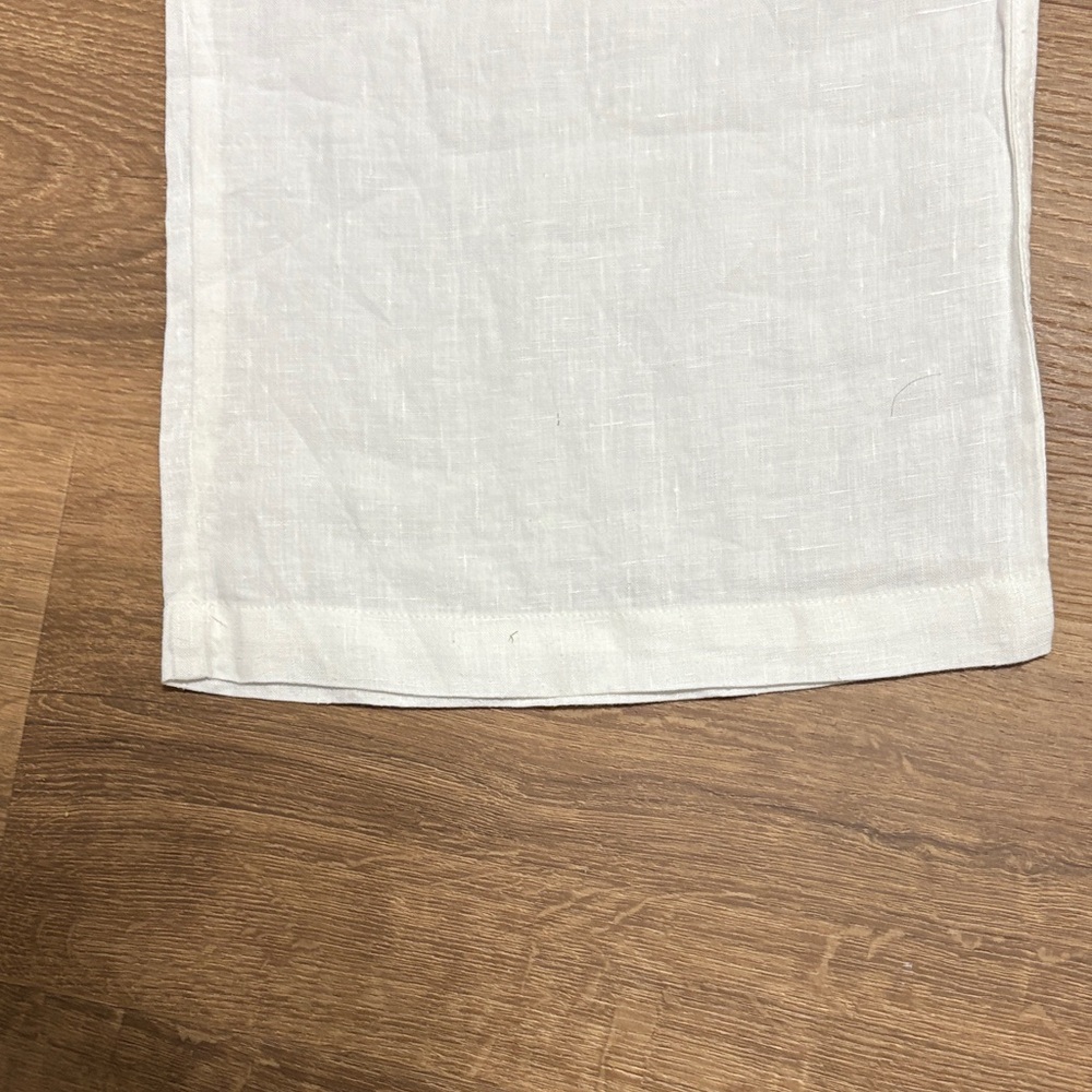 Allen Allen USA White Linen Drawstring Pants 100% Linen Size Large - Picture 3 of 6